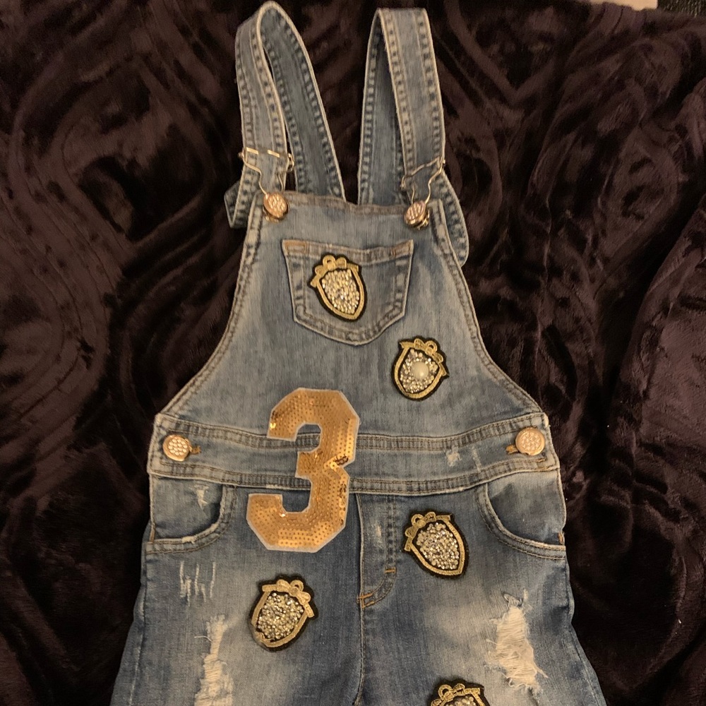Designer denim overalls